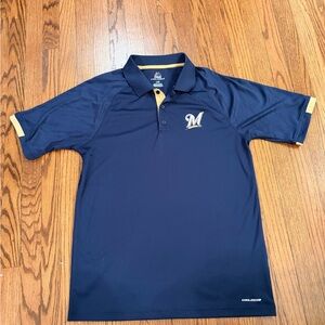 Milwaukee Brewers Navy Polo with Gold Trim